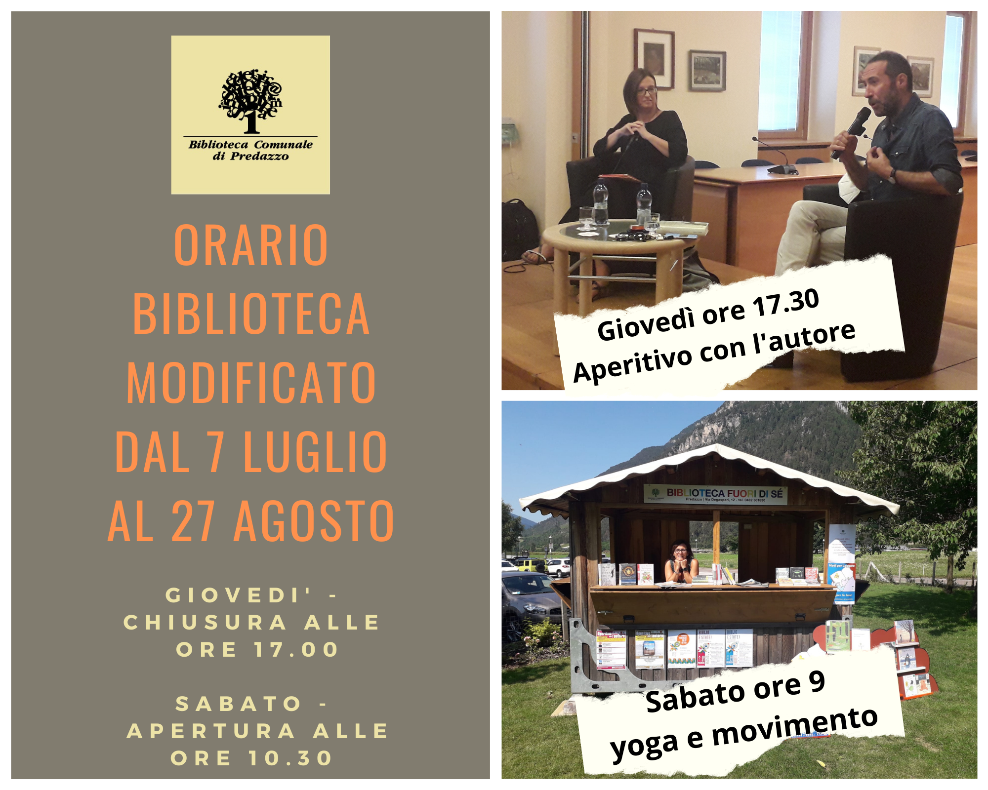ORARIO APERTURA BIBLIOTECA ESTATE 2022 ORARIO APERTURA BIBLIOTECA ESTATE 2022